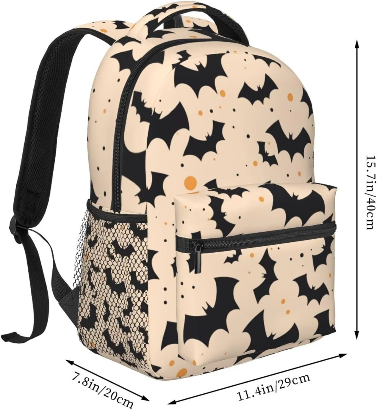 Happy Halloween Bats Witchs Spider Web Pumpkin Skull Bone Backpacks 15 Inch Laptop Backpack Multipurpose Double Shoulder Bag For Men Women Gifts