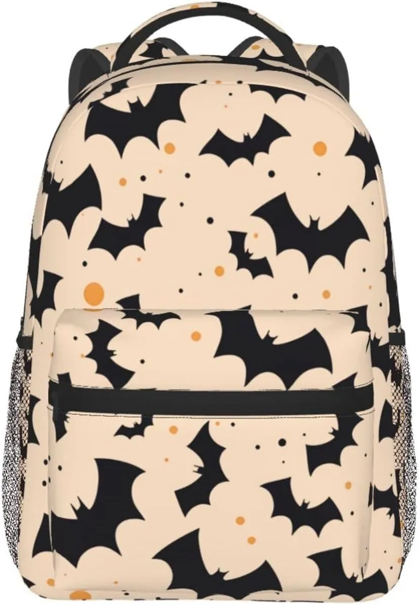 Happy Halloween Bats Witchs Spider Web Pumpkin Skull Bone Backpacks 15 Inch Laptop Backpack Multipurpose Double Shoulder Bag For Men Women Gifts