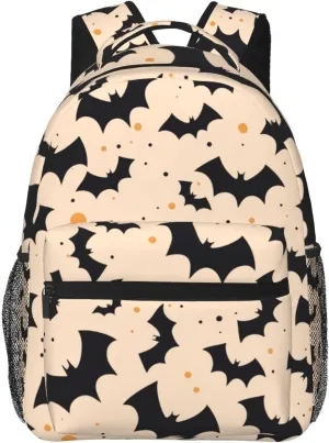 Happy Halloween Bats Witchs Spider Web Pumpkin Skull Bone Backpacks 15 Inch Laptop Backpack Multipurpose Double Shoulder Bag For Men Women Gifts