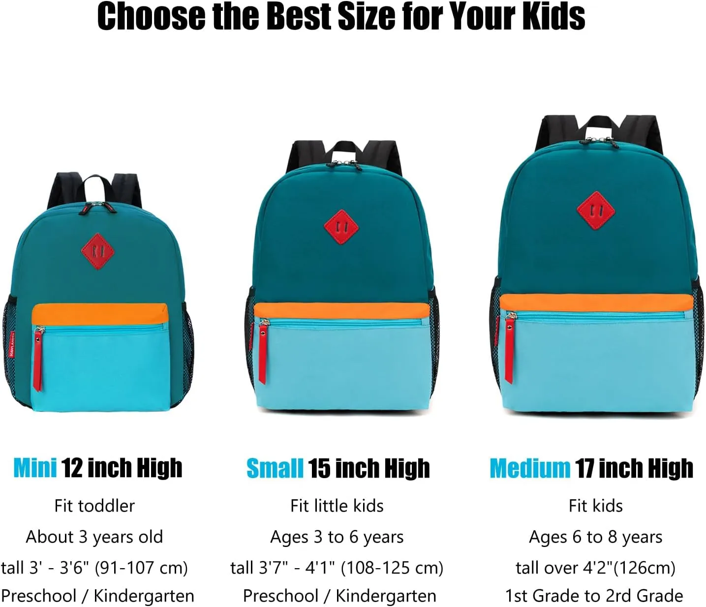 HawLander Preschool Kids Backpack, 12 inch Toddler Backpacks for Boys with Chest Strap