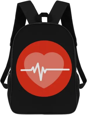 Heartbeat Love Heart Fashion Backpack 17 Inches Daypack Unisex Laptop Bag for Travel Business Work