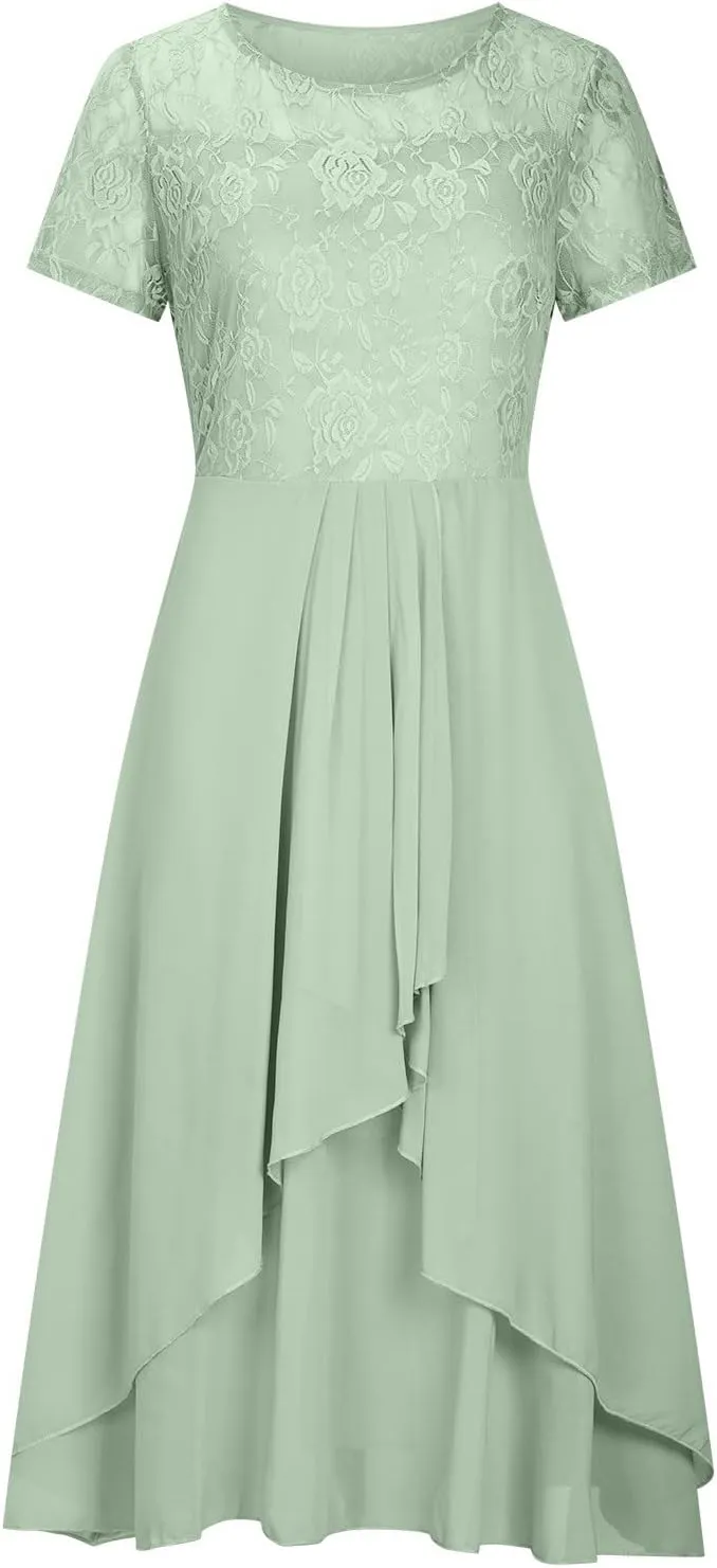 HGps8w Mother of The Bride Dresses for Women 2025 Elegant Lace Chiffon Flowy Dress Formal Evening Party Gown for Wedding