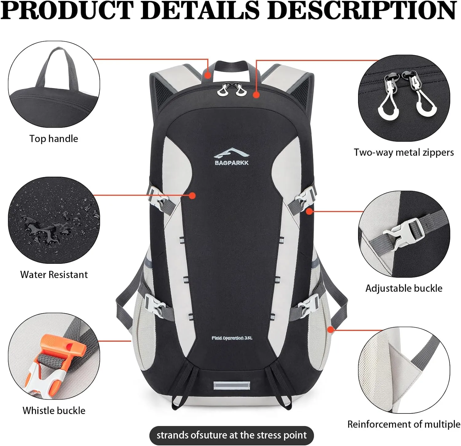 Hiking Backpack,Large 35L Travel Backpacks for Men Women,Water Resistant Ultra Lightweight Foldable Packable Camping Daypack for Outdoor Sports