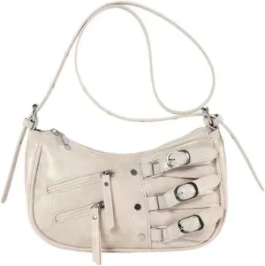 Hobo Crossbody Purse Shoulder bag for Women Chic Metallic Edge City Handbag Casual Use 2024 Fashion (off-white)