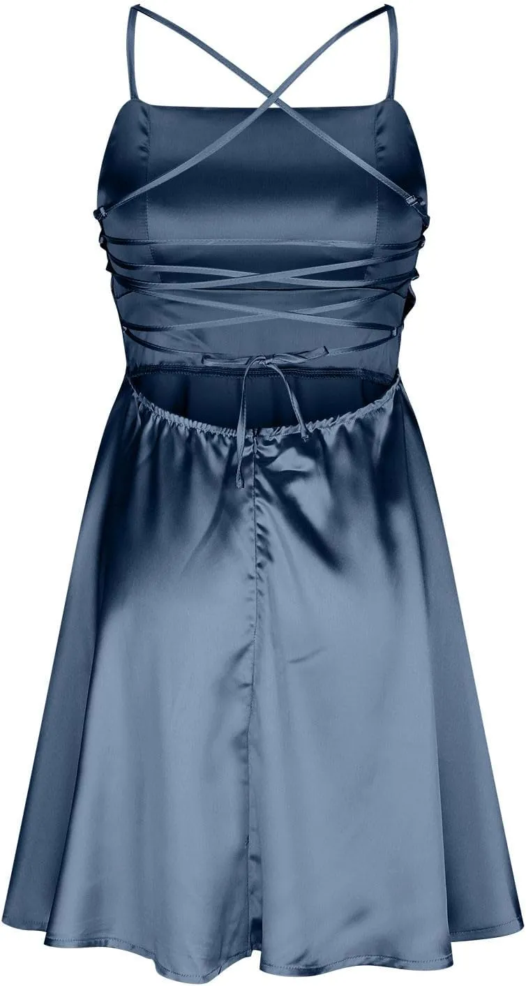 Homecoming Dresses 2024 Square Neck Spaghetti Strap Satin Cocktail Dress Summer A Line Short Corset Dress Mini Dress