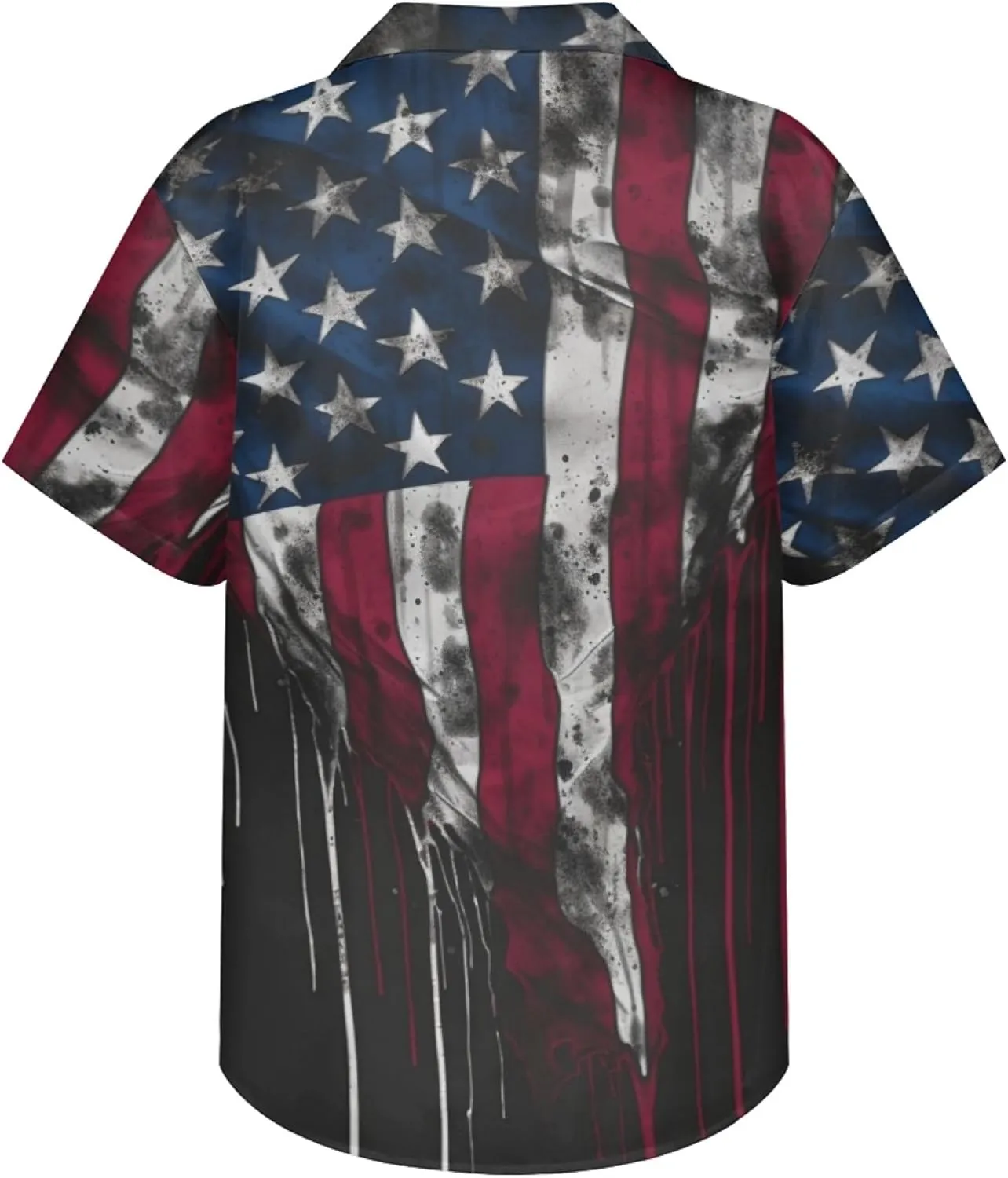 Honeystore Men's American Flag Print Shirt Summer Short Holiday Beach Aloha Shirts