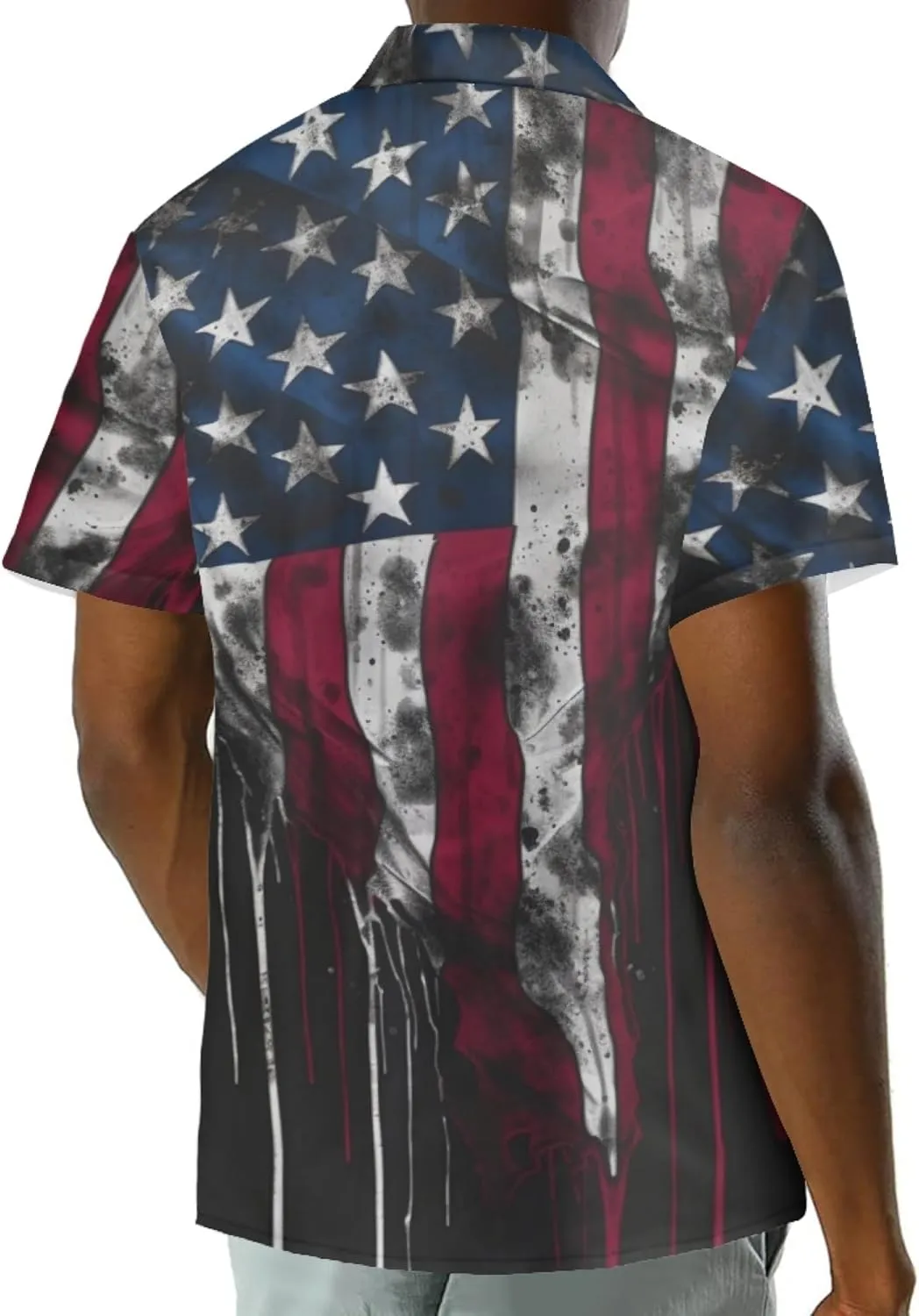 Honeystore Men's American Flag Print Shirt Summer Short Holiday Beach Aloha Shirts