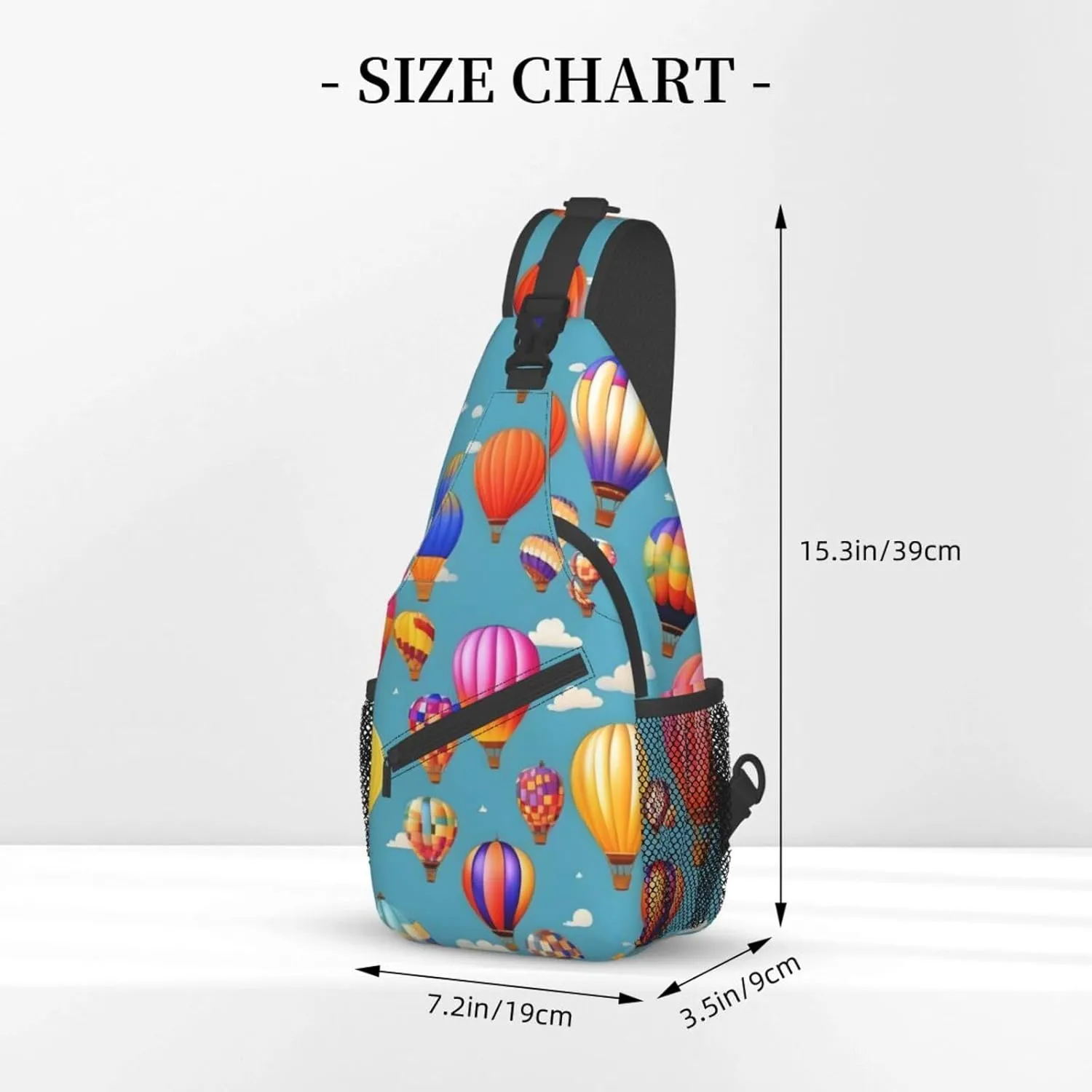 Hot Air Colorful Balloons Unisex Casual Diagonal Chest Bag,Multipurpose Crossbody Shoulder Bag Travel Hiking Daypack