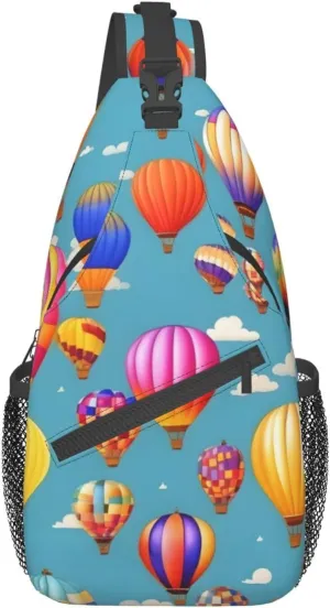 Hot Air Colorful Balloons Unisex Casual Diagonal Chest Bag,Multipurpose Crossbody Shoulder Bag Travel Hiking Daypack