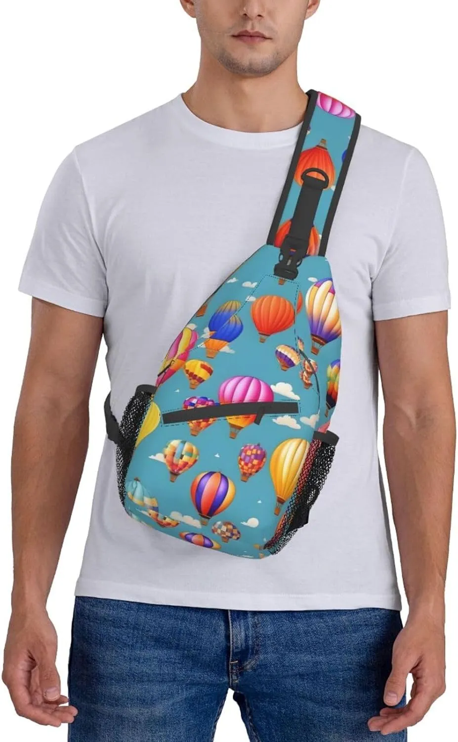 Hot Air Colorful Balloons Unisex Casual Diagonal Chest Bag,Multipurpose Crossbody Shoulder Bag Travel Hiking Daypack