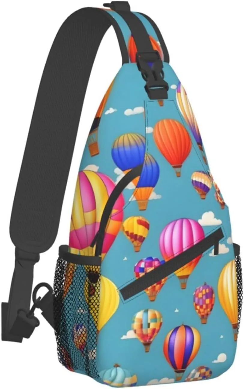Hot Air Colorful Balloons Unisex Casual Diagonal Chest Bag,Multipurpose Crossbody Shoulder Bag Travel Hiking Daypack