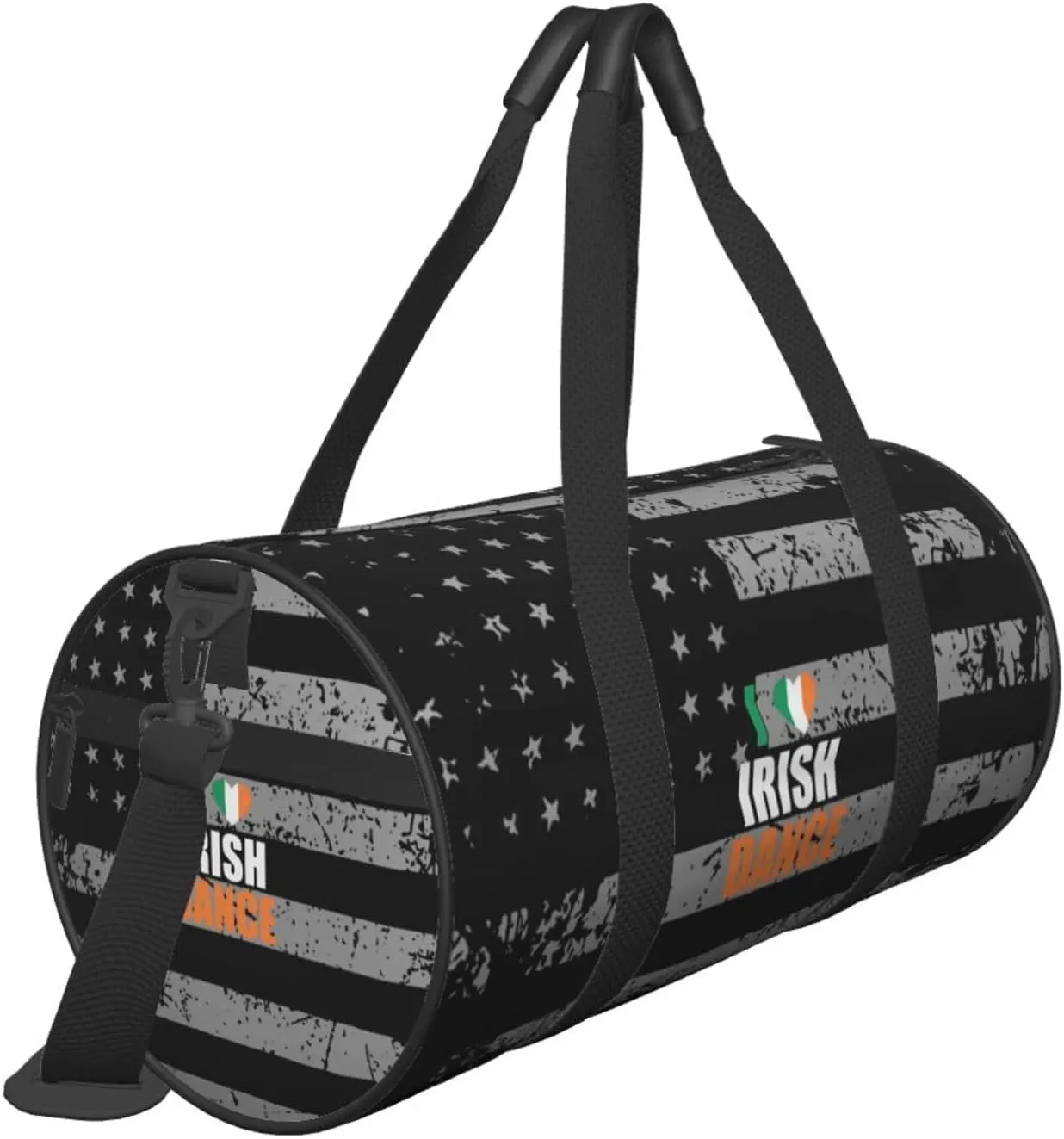 I Love Irish Dance Travel Luggage Duffel Bag Sports Rolling Foldable Duffel Bag, Black