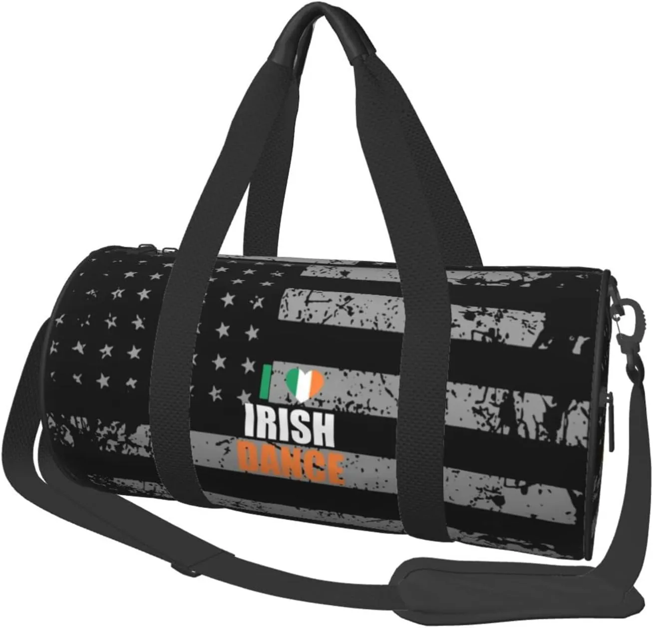 I Love Irish Dance Travel Luggage Duffel Bag Sports Rolling Foldable Duffel Bag, Black