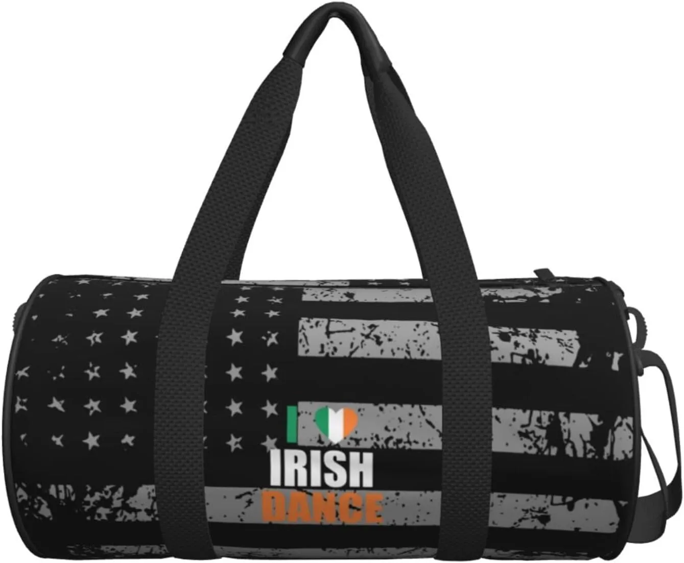 I Love Irish Dance Travel Luggage Duffel Bag Sports Rolling Foldable Duffel Bag, Black