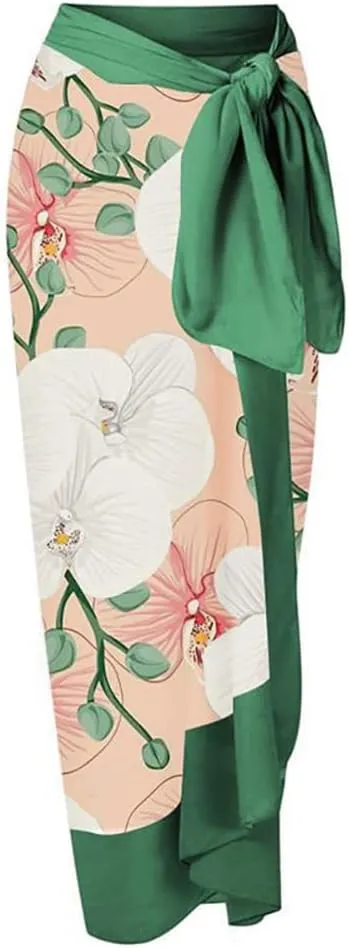 IBTOM CASTLE Women One Piece Swimsuit with Long Cover up Wrap Skirt Two Piece Bathing Suit Retro Monokini Summer Beach Outfit