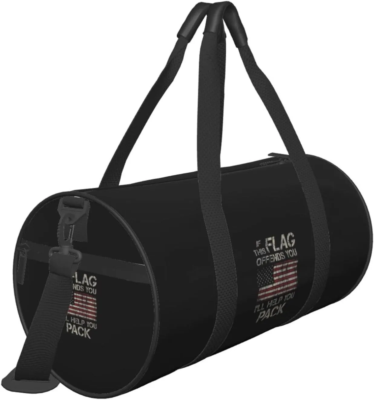 If This Flag Offends You, I'Ll Help You Pack Travel Luggage Duffel Bag Sports Rolling Foldable Duffel Bag, Black