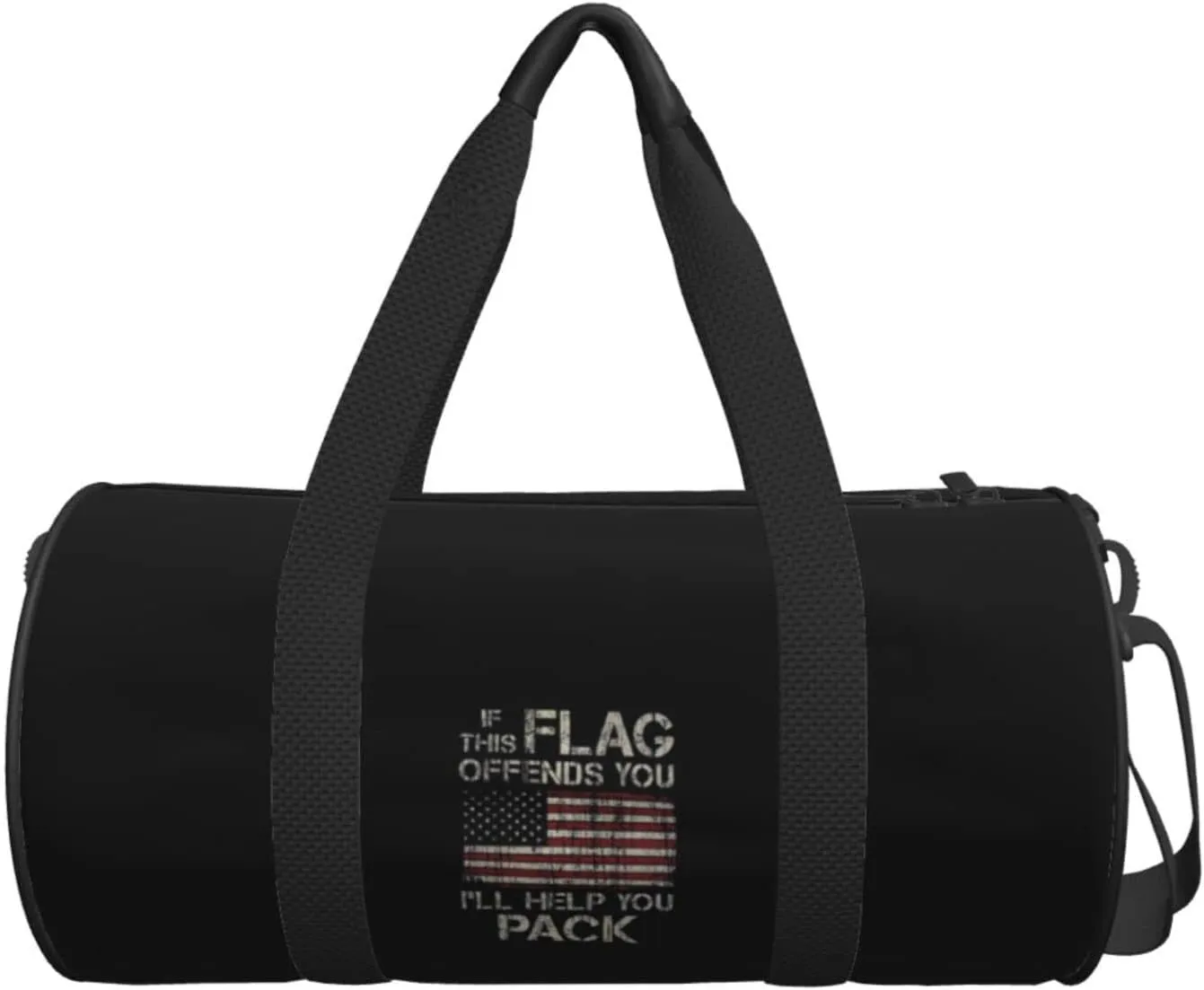 If This Flag Offends You, I'Ll Help You Pack Travel Luggage Duffel Bag Sports Rolling Foldable Duffel Bag, Black