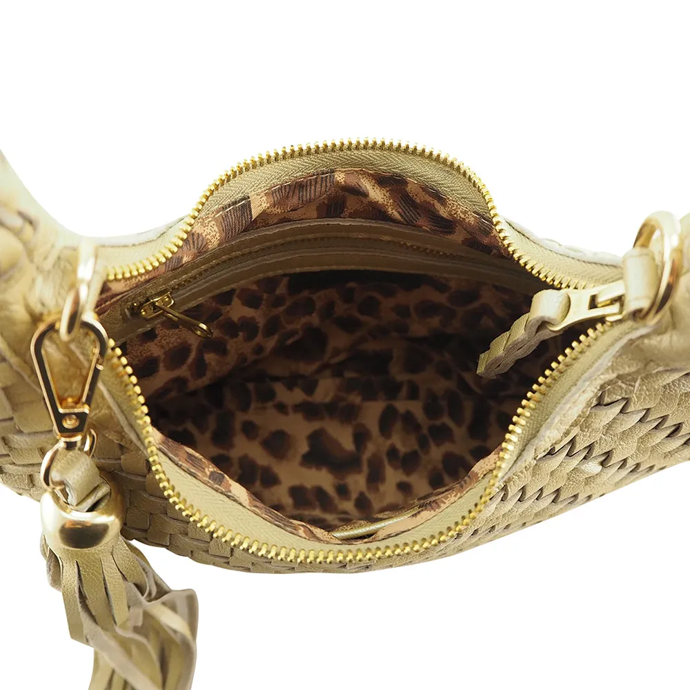 Izzy Crescent Handbag | Gold Metallic
