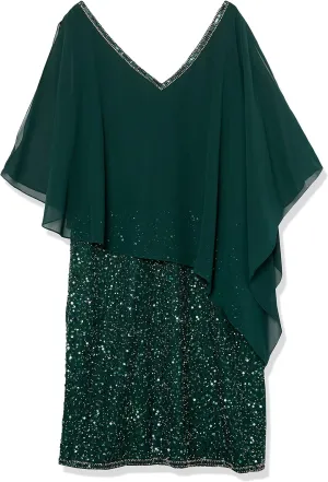 J Kara Women's Caplet Short Cocktail Beaded Dress