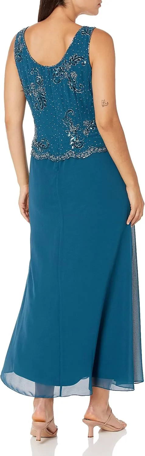 J Kara Women's Petite Beaded Jacket Dress