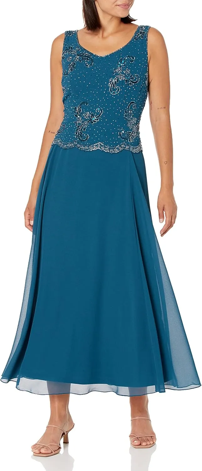 J Kara Women's Petite Beaded Jacket Dress