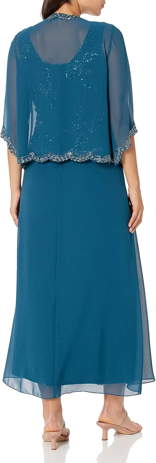 J Kara Women's Petite Beaded Jacket Dress