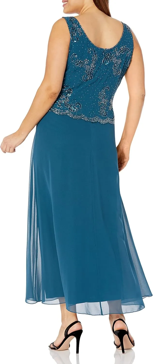 J Kara Women's Plus Size Beaded Jacket Dress