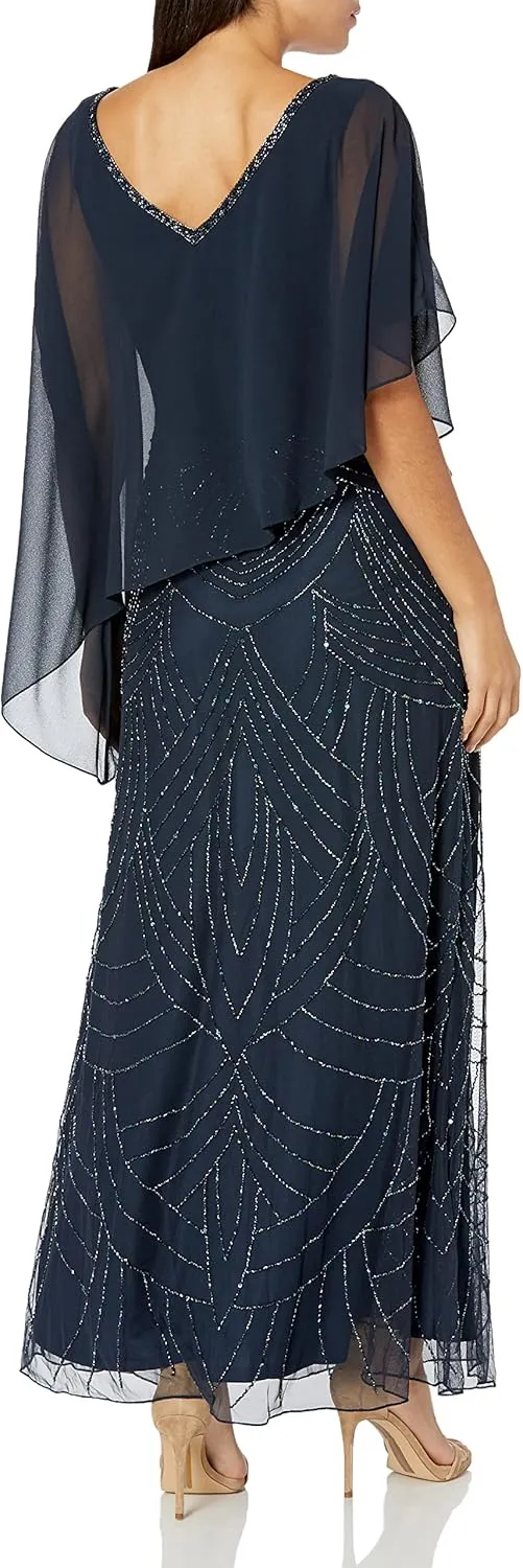 J Kara Women's Pop Over with Beaded Bottom Petite