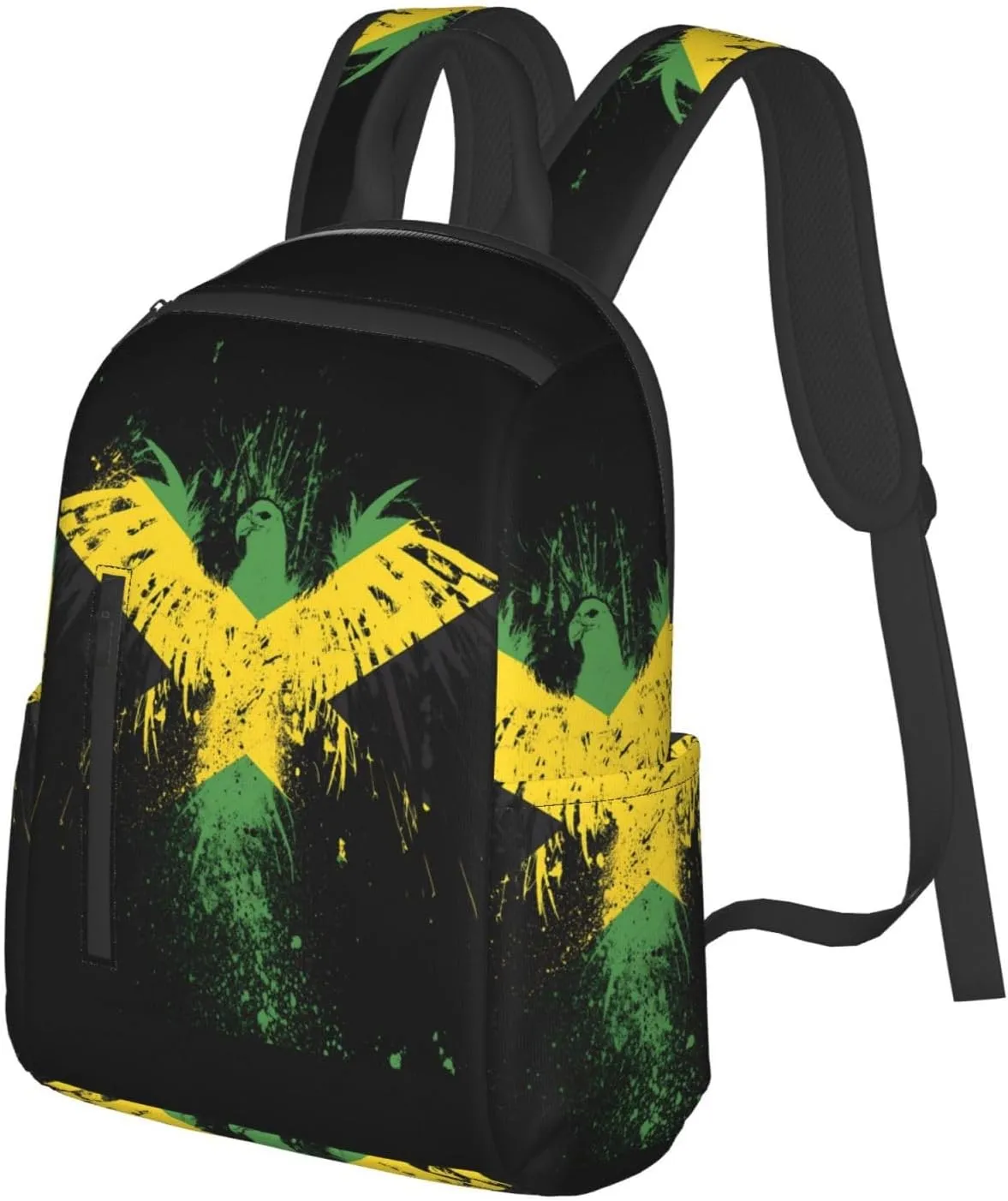 Jamaican Flag Eagle Travel Backpacks Casual Laptop Backpack Sport Rucksack Large Capacity Daypack Multi-Pockets Adjustable Strap Bag for Working Hiking