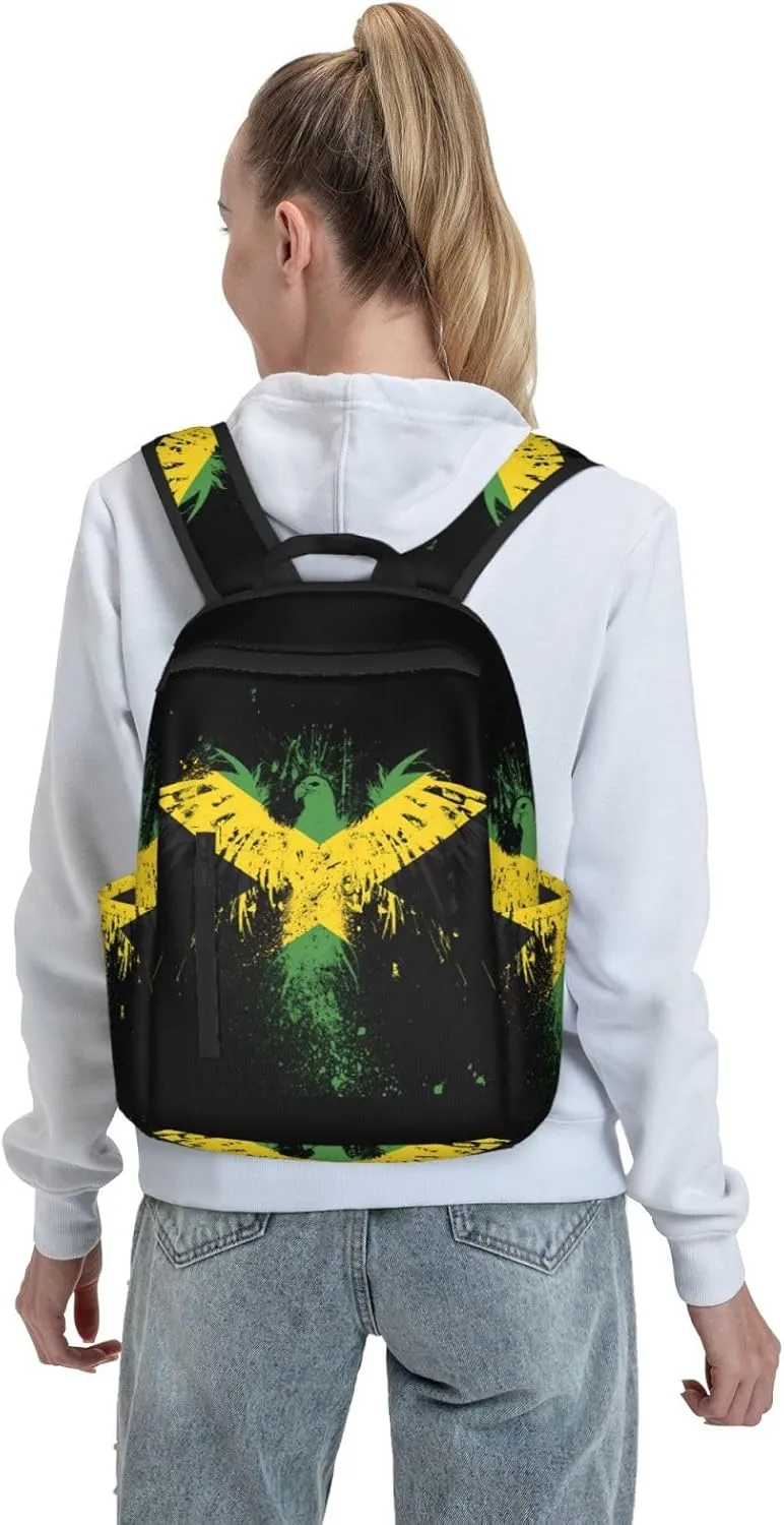 Jamaican Flag Eagle Travel Backpacks Casual Laptop Backpack Sport Rucksack Large Capacity Daypack Multi-Pockets Adjustable Strap Bag for Working Hiking