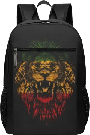Jamaican Rasta Lion Flag Casual Backpacks Sports Backpack Large Capacity Travel Rucksack Laptop Daypack with Multi-Pockets Adjustable Strap Work Bag for Hiking