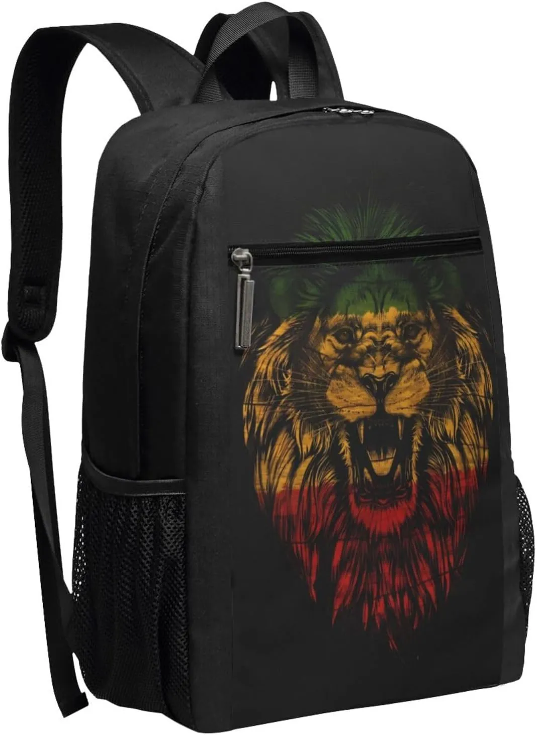 Jamaican Rasta Lion Flag Casual Backpacks Sports Backpack Large Capacity Travel Rucksack Laptop Daypack with Multi-Pockets Adjustable Strap Work Bag for Hiking