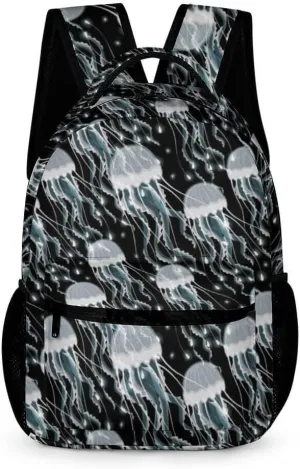 Jellyfish Backpack for Kids Girls Boys School, 16 Inches Cute Jellyfishes Theme Bookbag, Adjustable, Lightweight, Large Capacity, Colorful Daily Casual Backpacks