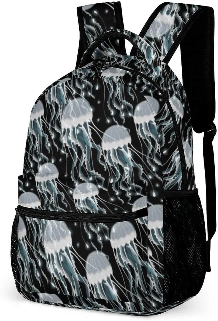 Jellyfish Backpack for Kids Girls Boys School, 16 Inches Cute Jellyfishes Theme Bookbag, Adjustable, Lightweight, Large Capacity, Colorful Daily Casual Backpacks