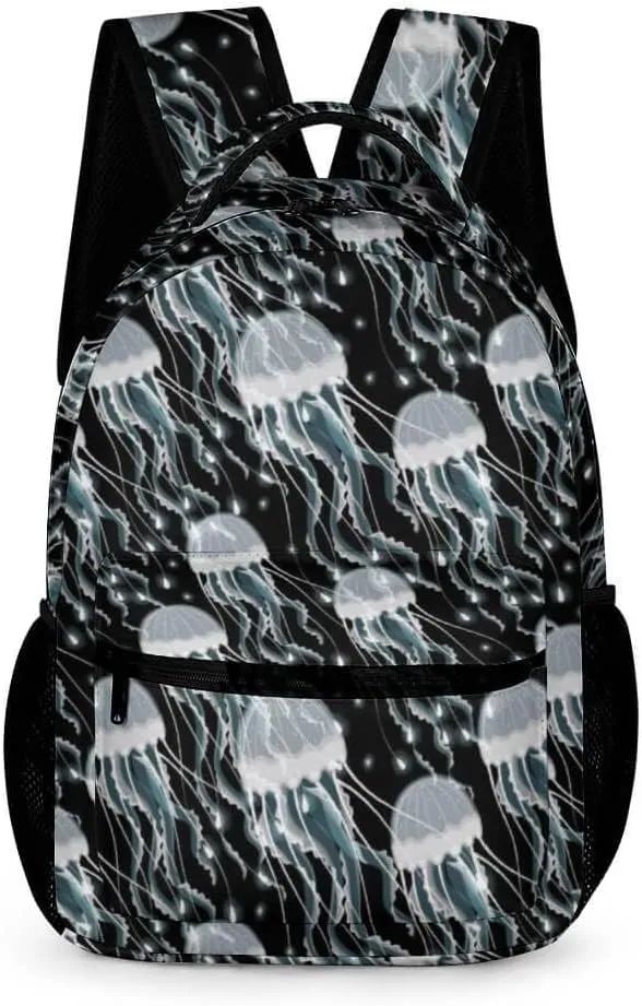 Jellyfish Backpack for Kids Girls Boys School, 16 Inches Cute Jellyfishes Theme Bookbag, Adjustable, Lightweight, Large Capacity, Colorful Daily Casual Backpacks