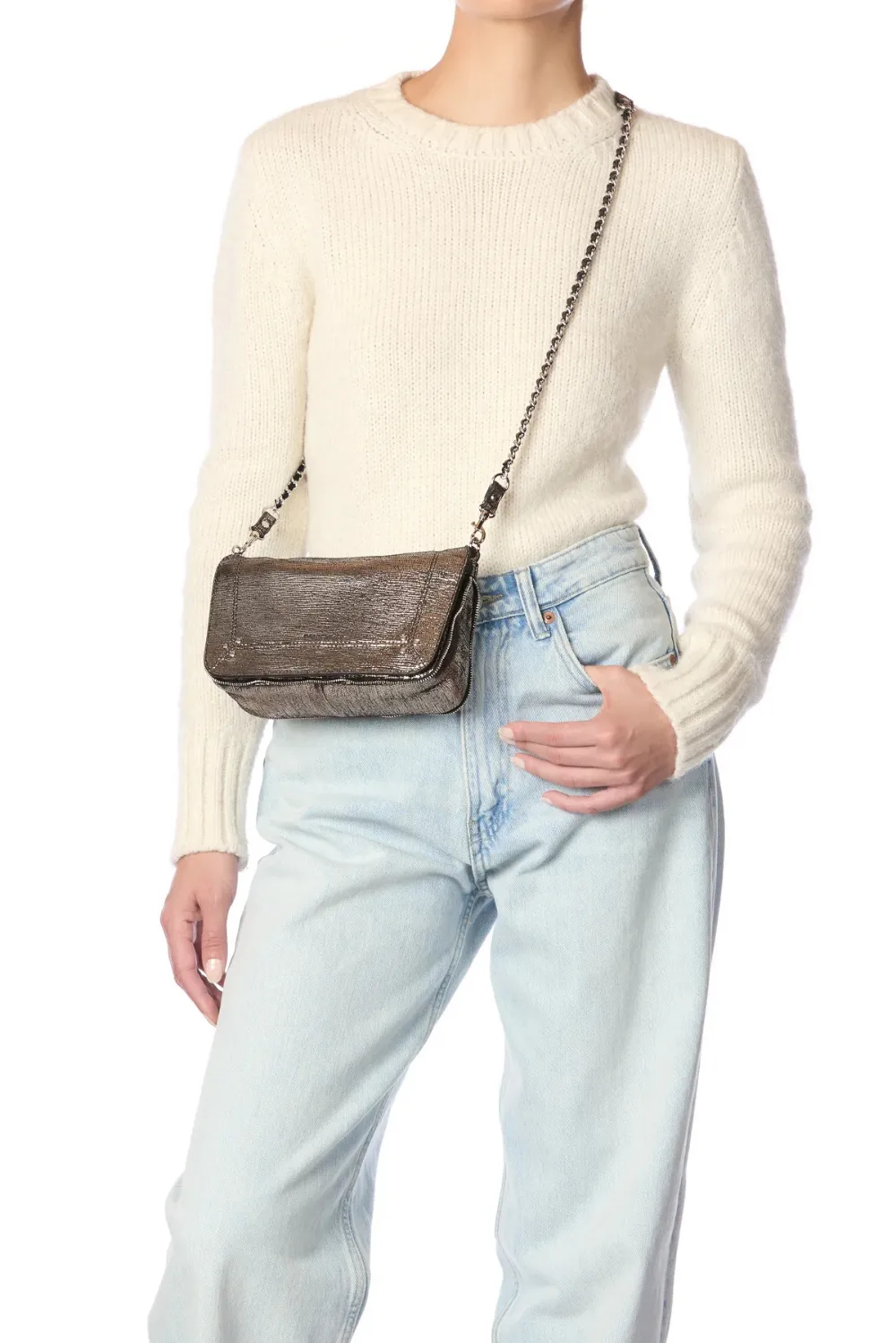 Jerome Dreyfuss crossbody Bobi S lame champagne