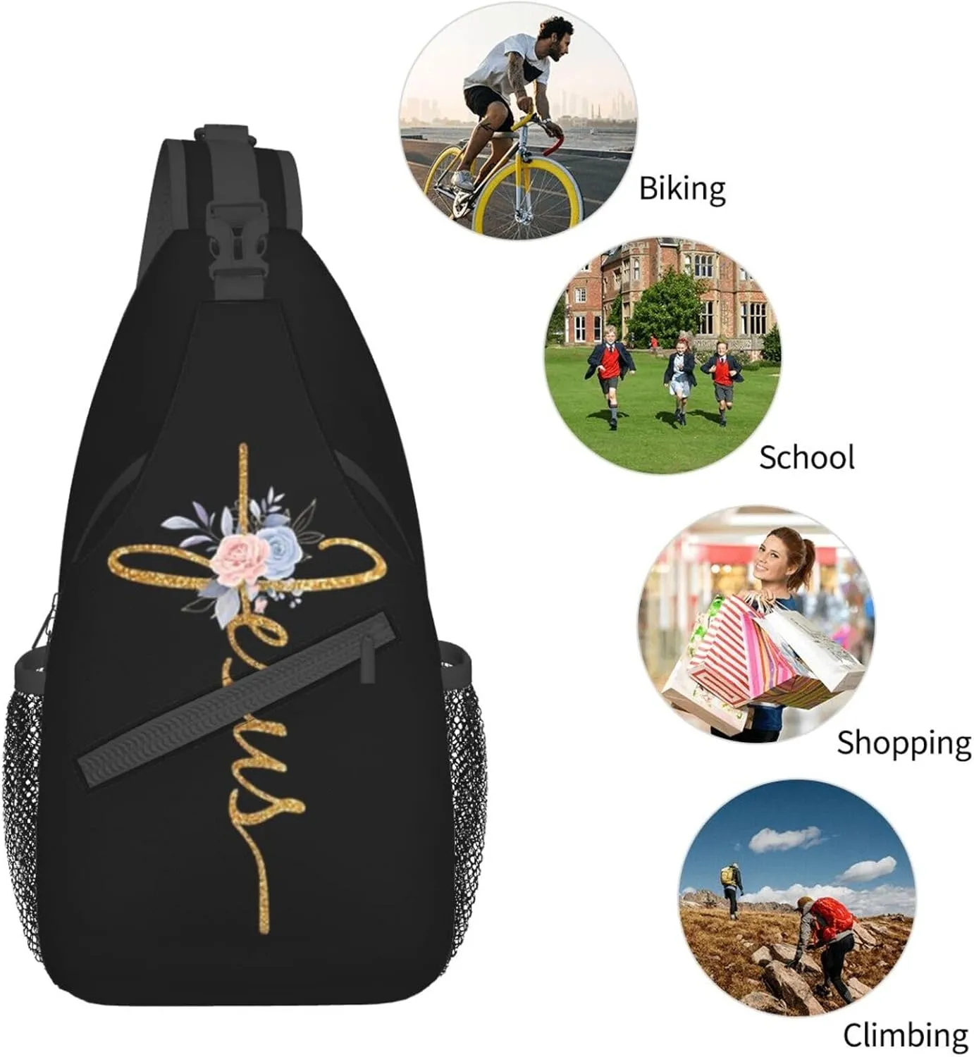 Jesus Sling Bag,Casual Crossbody Backpack Shoulder Chest Bag for Women Men Travel Hiking Daypack
