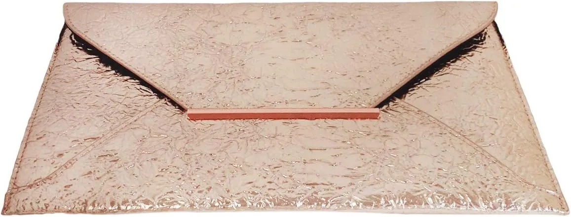 JNB Crushed Metallic Envelope Clutch