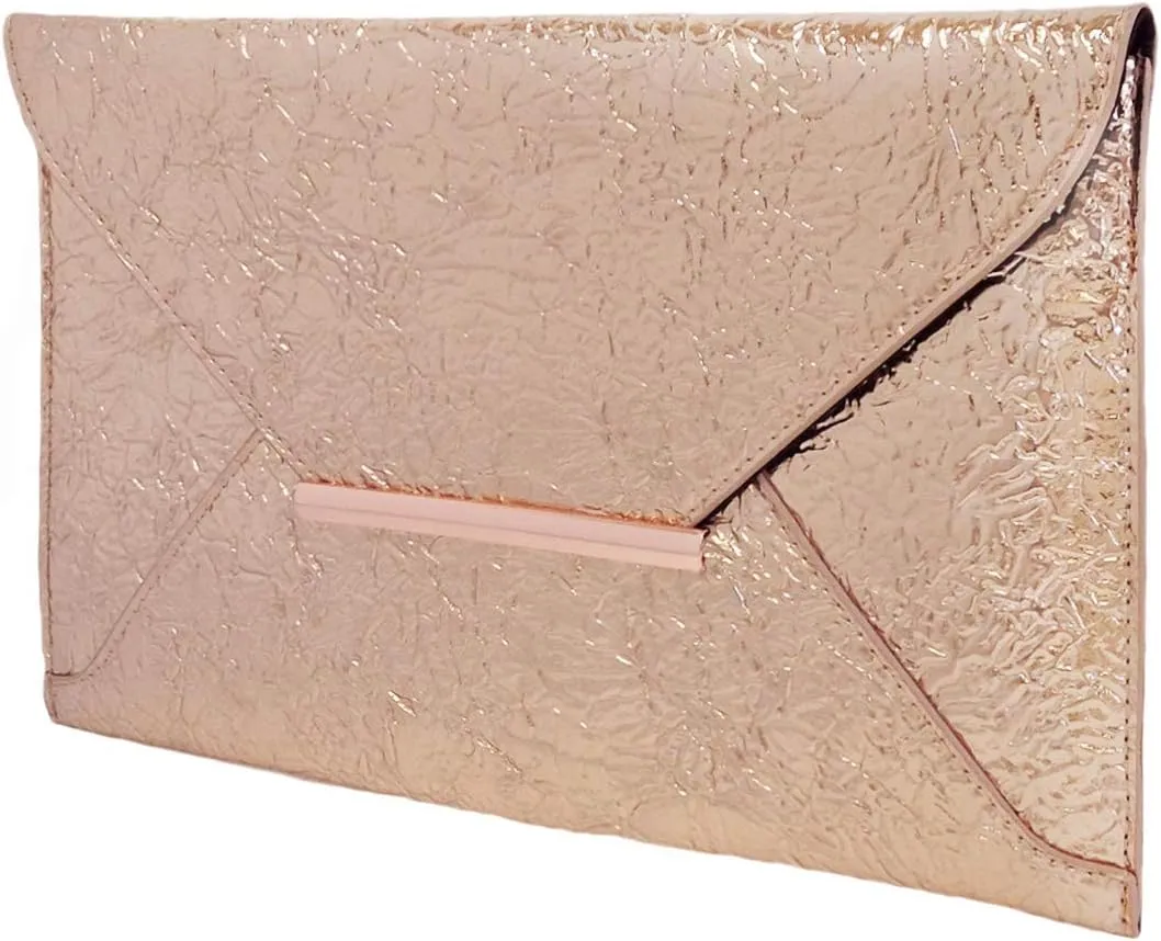 JNB Crushed Metallic Envelope Clutch