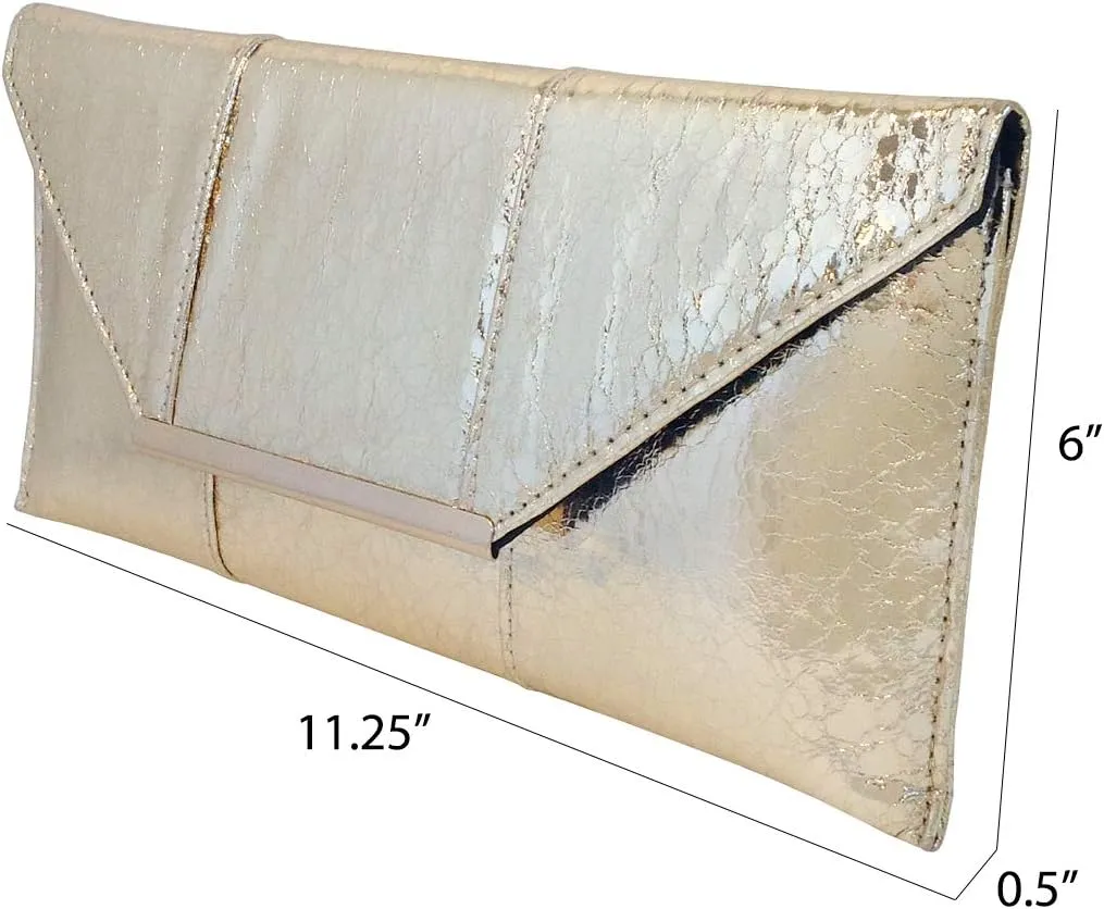 JNB Women's Metallic Material Clutch Purse