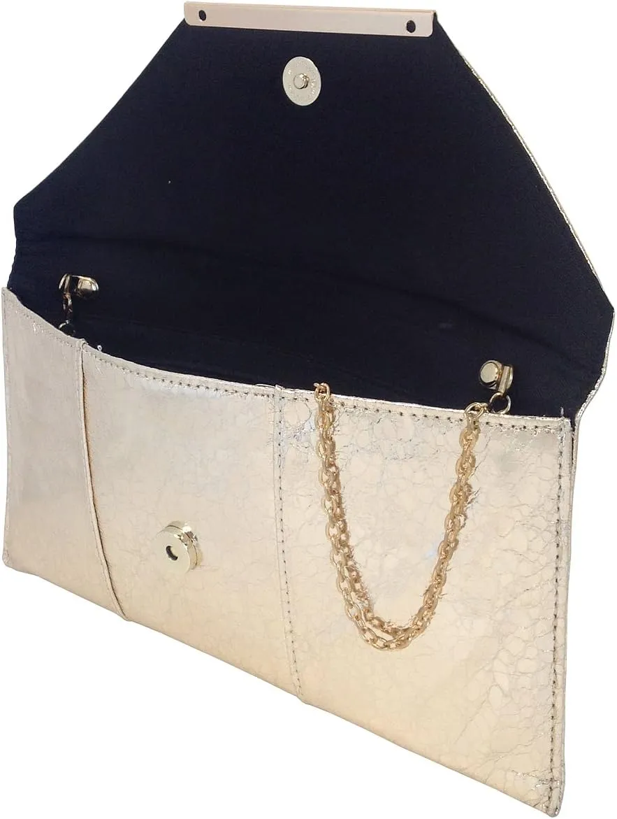 JNB Women's Metallic Material Clutch Purse