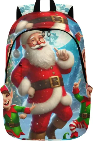 Joisal Blue Pink Casual Daypack Backpack for Women Daypack Christmas Gifts Santa Claus Personal Item Travel Bag