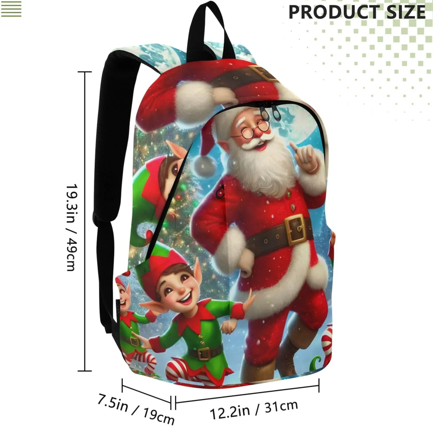 Joisal Blue Pink Casual Daypack Backpack for Women Daypack Christmas Gifts Santa Claus Personal Item Travel Bag
