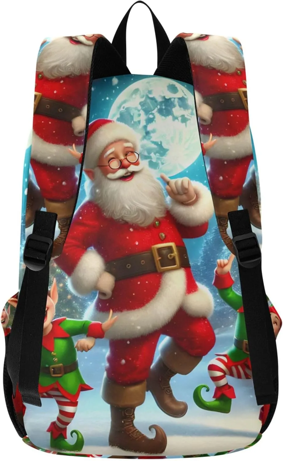 Joisal Blue Pink Casual Daypack Backpack for Women Daypack Christmas Gifts Santa Claus Personal Item Travel Bag