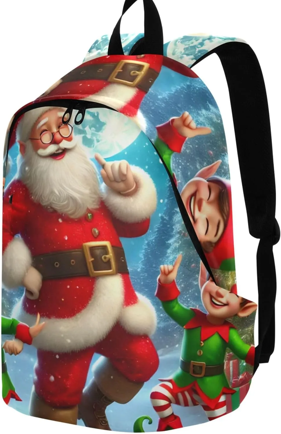 Joisal Blue Pink Casual Daypack Backpack for Women Daypack Christmas Gifts Santa Claus Personal Item Travel Bag