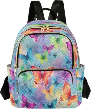 Joisal Butterfly Watercolor Painting Little Backpack for Women Anti Theft Laptop Backpack for Men Medium Travel Backpack Airplane