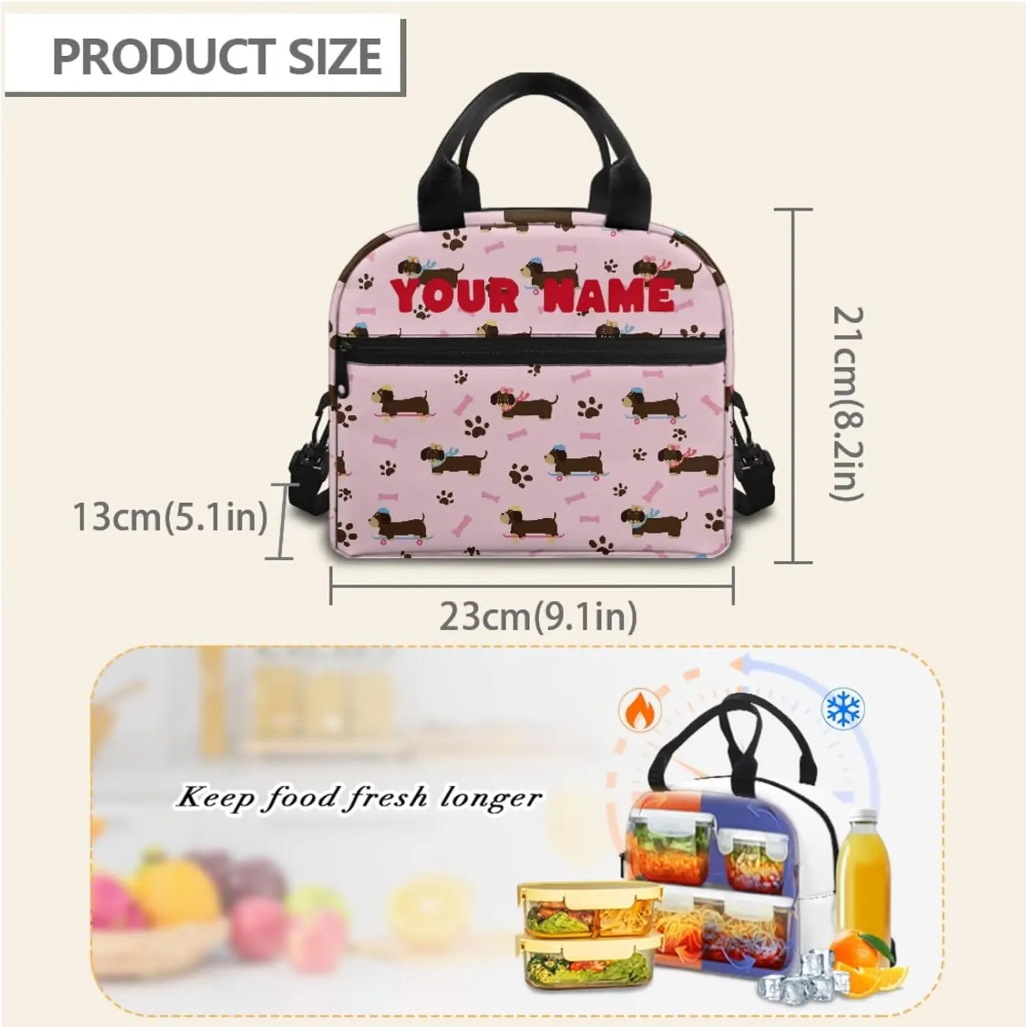 JoyLamoria Kids Custom Backpack 3pcs Dachshund Paw Bone Lunch Bag Pencil Case Lightweight Versatile Casual Adjustable Shoulder Strap School Bags Outdoor