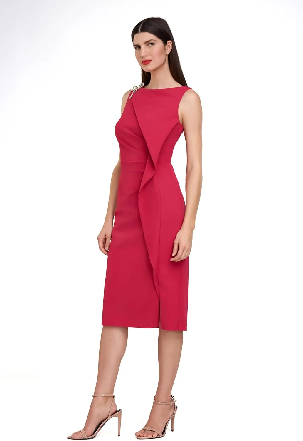 JS Collections Women's Fern Cascade Crepe Cocktail
