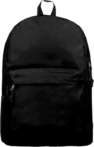K-Cliffs Wholesale Classic Backpack 18 inch Basic Bookbag Padded Back Bulk Case Lot of 30pcs Simple Schoolbag Black
