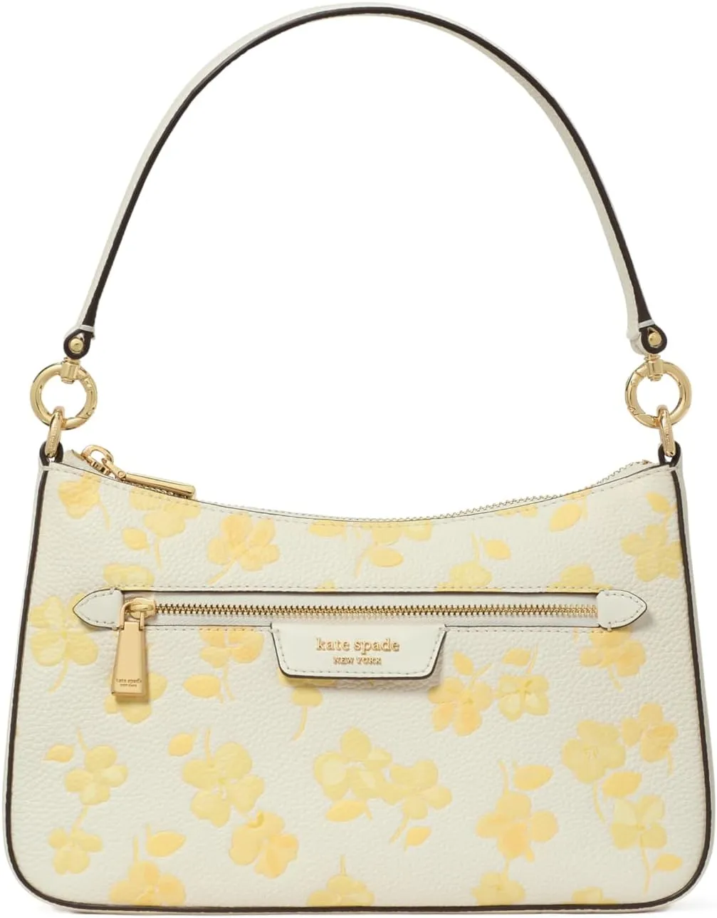 kate spade new york Hudson Spring Pansies Embossed Pebbled Leather Convertible Crossbody, Yuzu Jam Multi